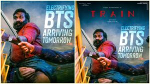 ட்ரெயின் பட அதிரடி பிடிஎஸ் வீடியோ நாளை ரிலீஸ்: விஜய் சேதுபதி வெளியிடுகிறார்! Behind-the-scenes conceptual shot featuring Vijay Sethupathi and Mysskin on the sets of Train.