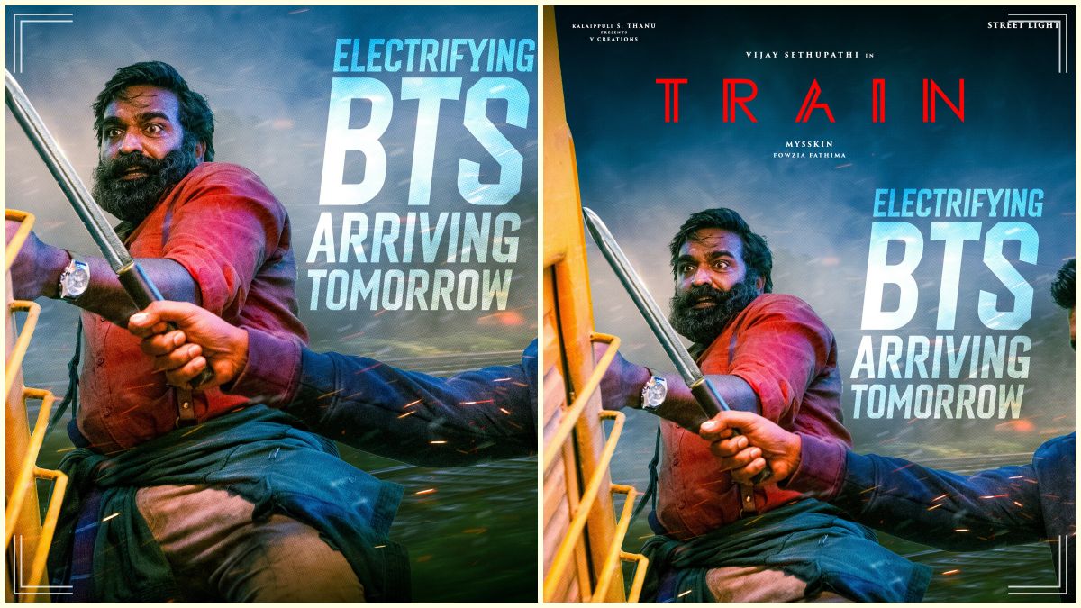 Behind-the-scenes conceptual shot featuring Vijay Sethupathi and Mysskin on the sets of Train.