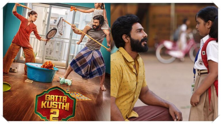 Actor Vishnu Vishal celebrating the Rs 50 crore box office milestone of Gatta Kusthi 2.
