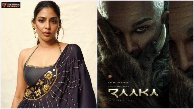 Concept graphic representing actress Aishwarya Lekshmi's potential role in Atlee and Allu Arjun's Raaka.