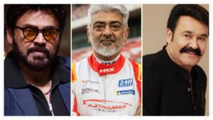 நடிகர் அஜித்துடன் இணையும் பிரம்மாண்ட இயக்குநர் ஷங்கர்? 'டேர்டெவில்' படத்தில் மோகன்லால் மற்றும் வெங்கடேஷ் நடிக்க பேச்சுவார்த்தை! News graphic featuring updates on Ajith Kumar's Daredevil and potential Shankar collaboration.