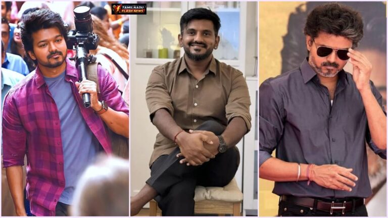 Conceptual graphic representing director Ashwath Marimuthu's vision for Thalapathy Vijay's biopic.
