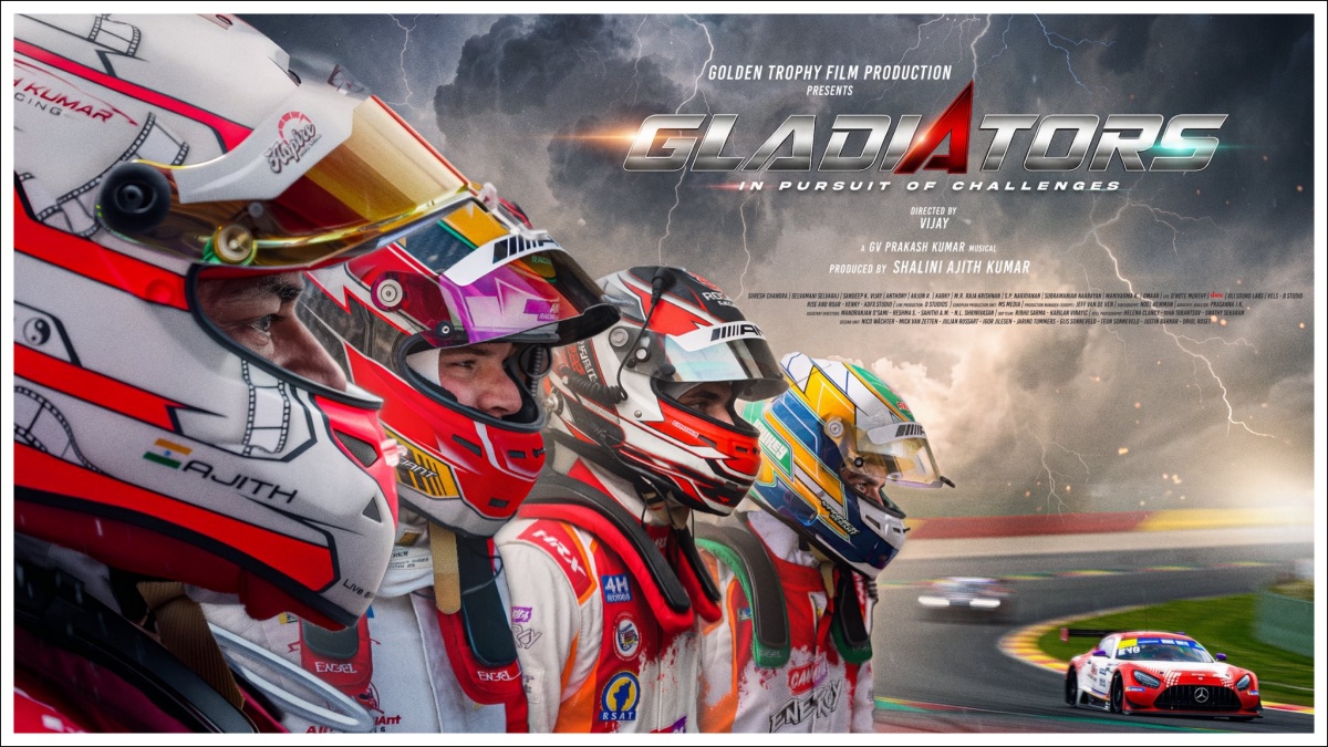 New promotional poster for Ajith Kumar Racing's documentary film Gladiators.