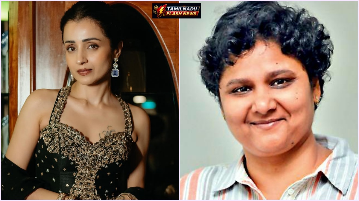 Industry news graphic featuring actress Trisha and director Nandini Reddy.