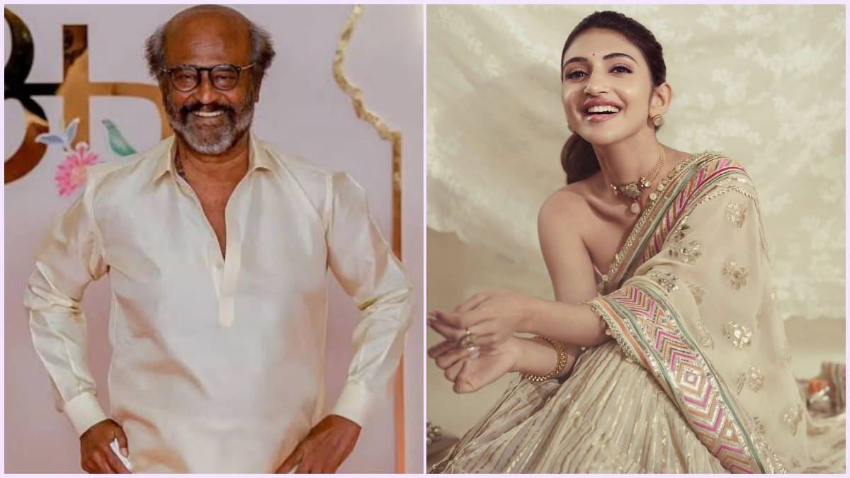 Sreeleela and Rajinikanth on the sets of Dharman movie.