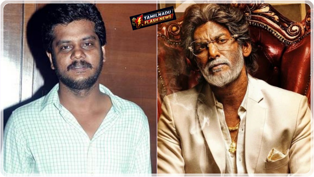 Conceptual graphic representing the collaboration between actor Vishal and director RS Durai Senthilkumar for 7 Screen Studio.