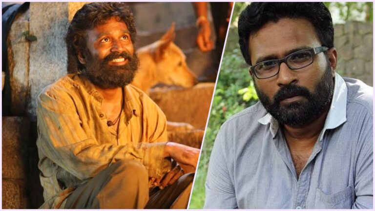 Editorial visual featuring Dhanush and Director Ram.