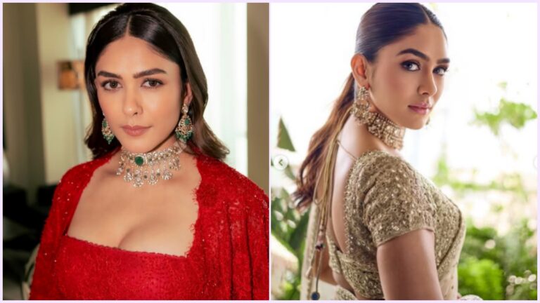 Editorial visual featuring actress Mrunal Thakur.
