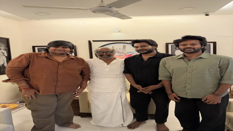 Editorial visual featuring Rajinikanth appreciating the team of Dorothy.