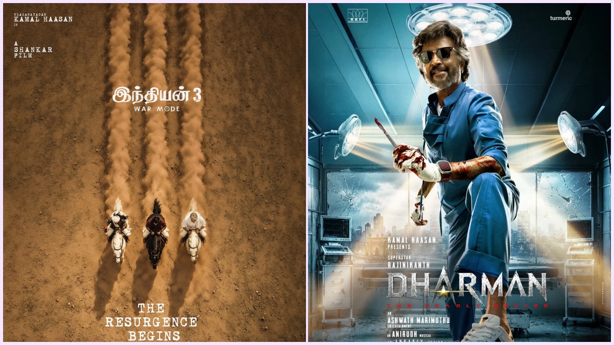 Editorial visual featuring release clash and scheduling themes for Dharman and Indian 3.