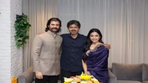 "ஃபேன் கேர்ள் டூ சிஎம்!": முதல்வர் விஜயை நேரில் சந்தித்து நெகிழ்ந்த நடிகை ராஷ்மிகா மந்தனா! Editorial visual featuring Rashmika Mandanna meeting Chief Minister Vijay.