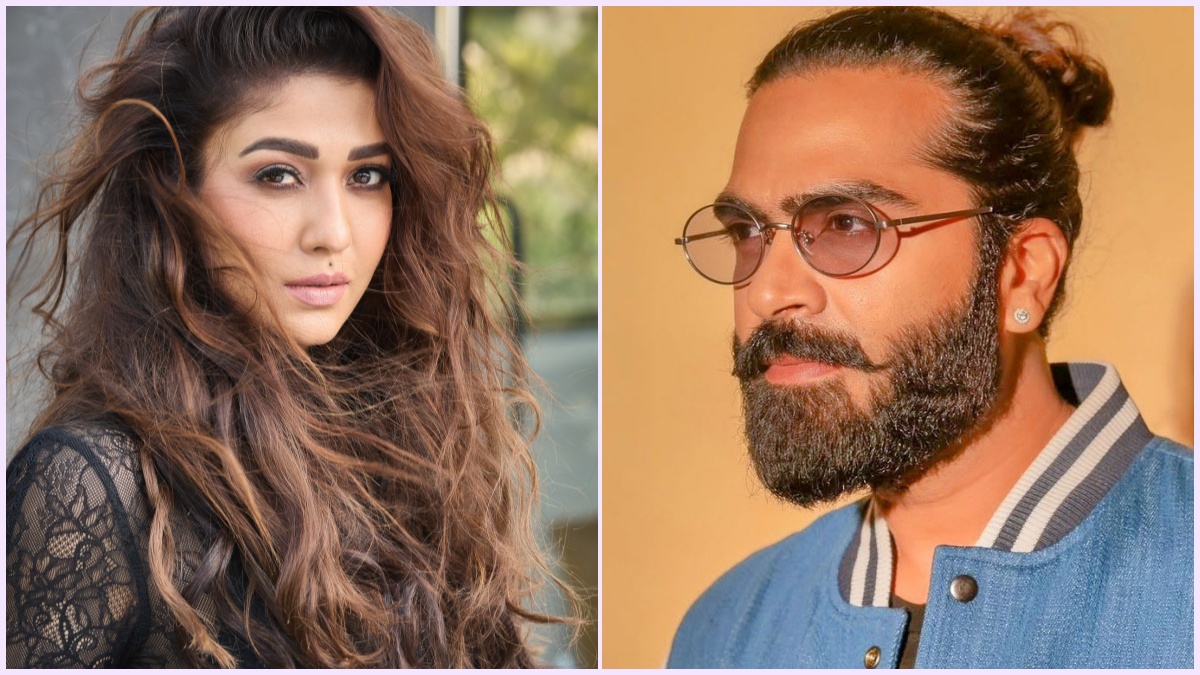 Editorial visual announcing the upcoming collaboration between Silambarasan TR, Nayanthara, and director Keerthiswaran.