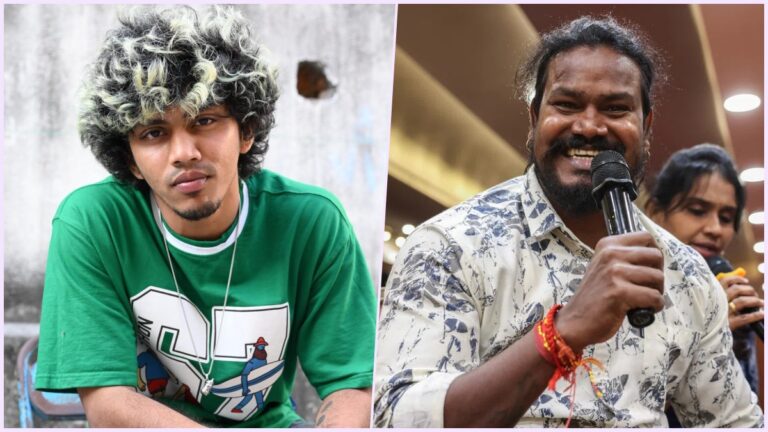 Editorial visual featuring acting debuts of singer Mahalingam and rapper Paal Dabba.